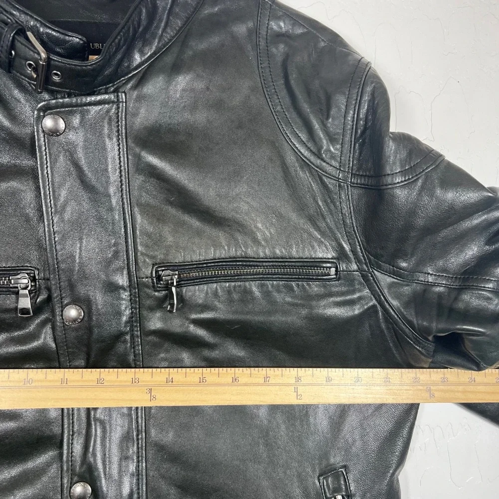 Banana Republic Mens Black Lamb Leather Cafe Racer Moto Jacket 970403 Large